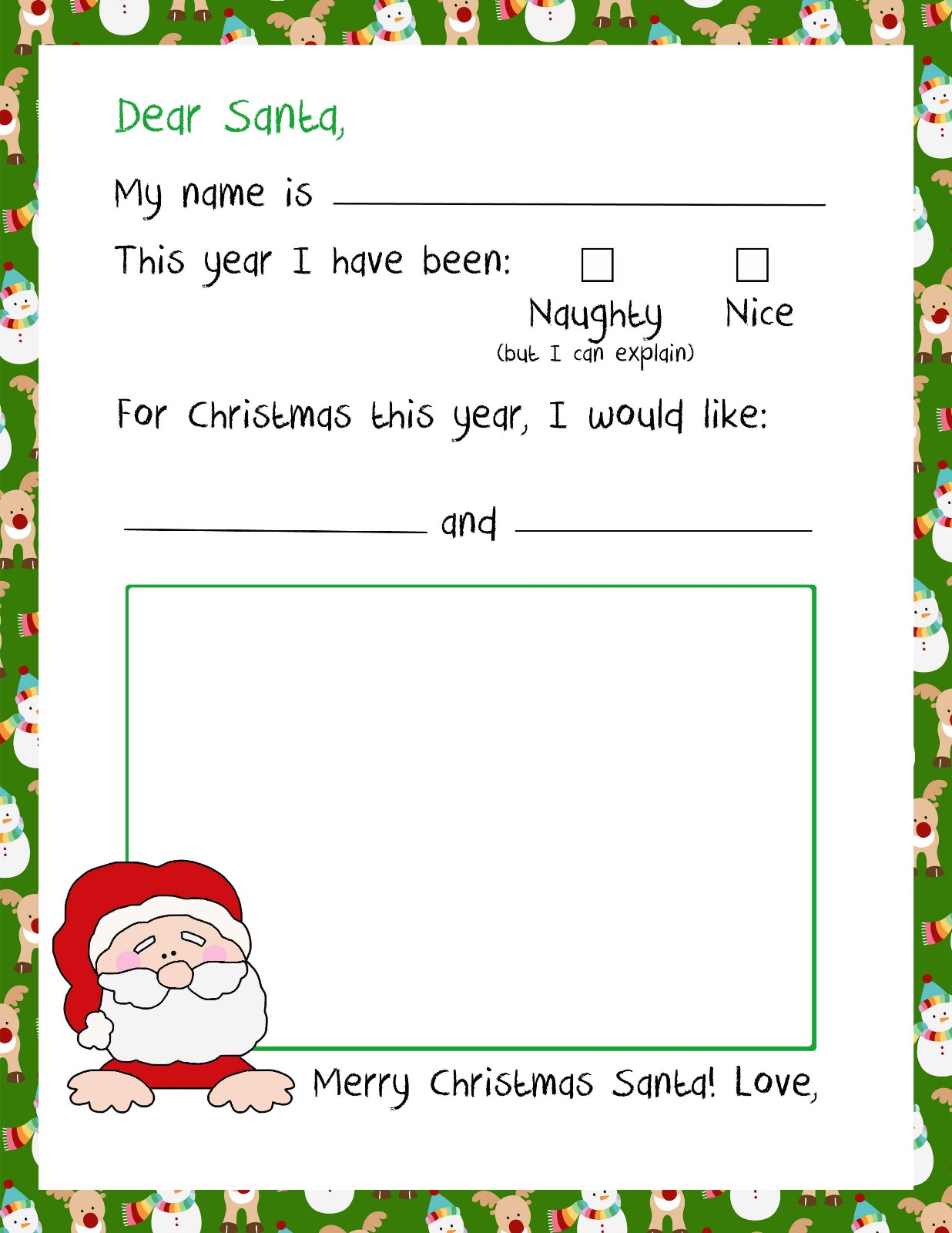 Santa Wish List - Template 1