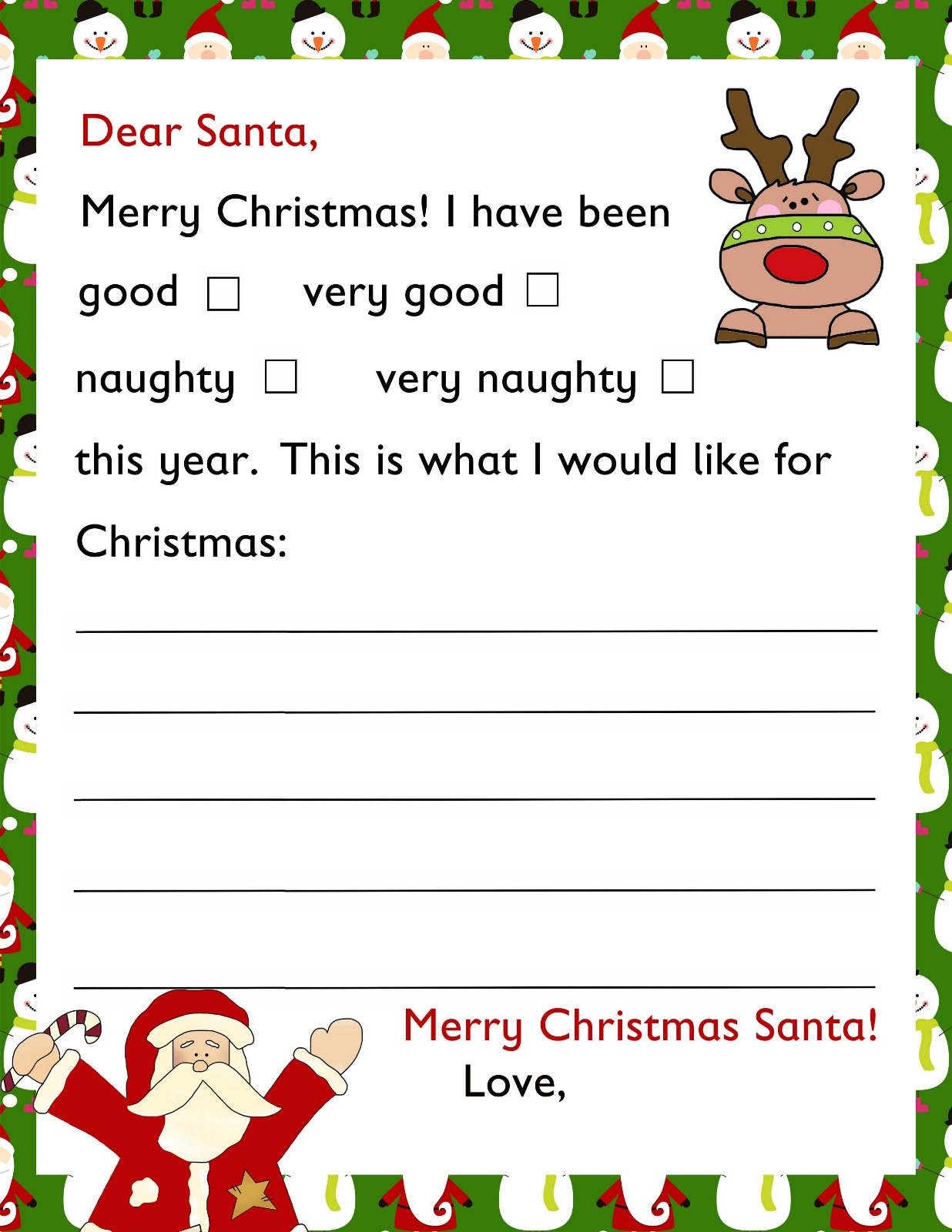 Santa Wish List - Template 2