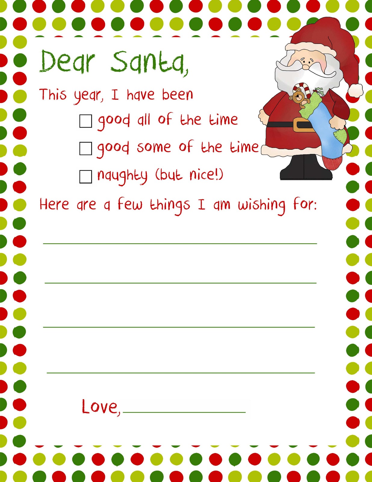 Santa Wish List - Template 3